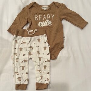 Beary Cute Brown and Cream Kids Bodysuit Set